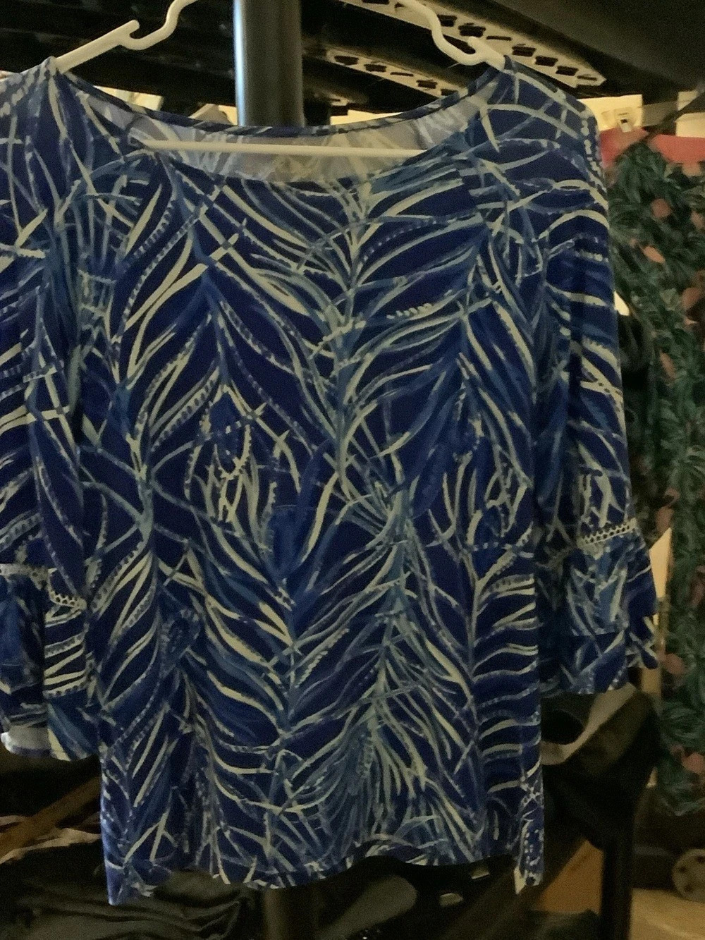 Lilly Pulitzer Printed Blouse in Blue & White Size Small